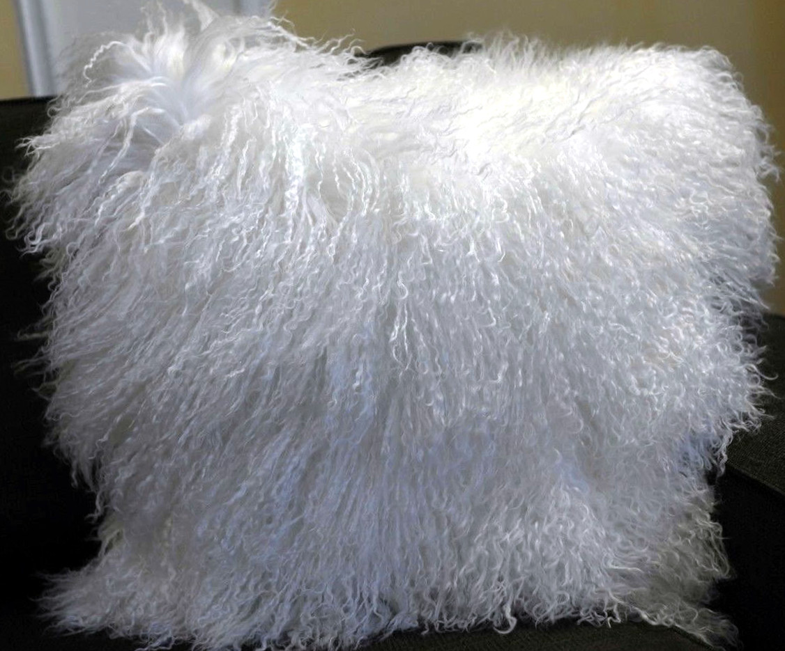 Reissner Lammfelle Tibet Peau de Mouton de Mongolie Housse de Coussin 40x40cm - Grand sélecteur de Couleur JYC02 Couleur Taupe