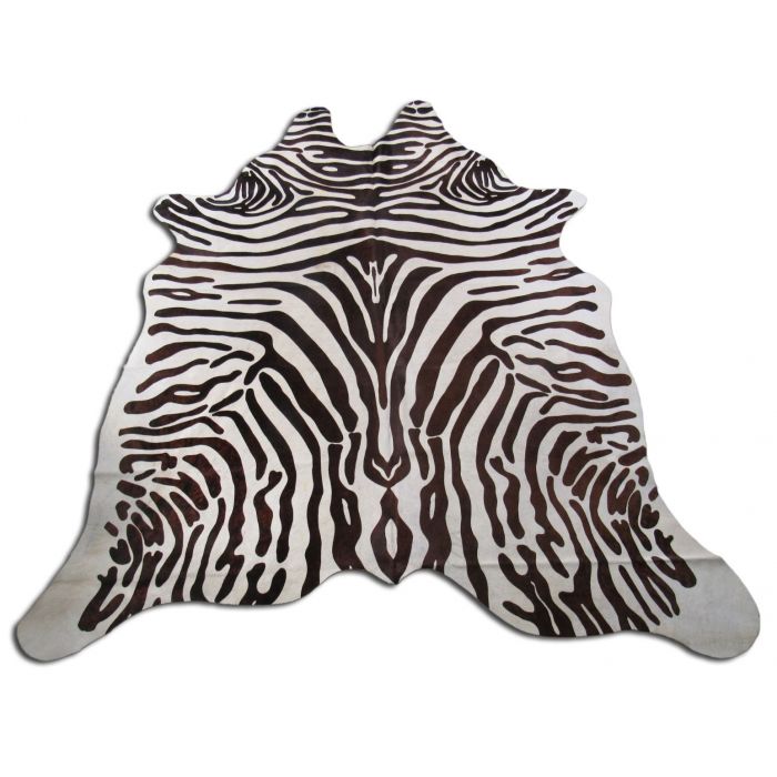 Brown/White Upholstery Zebra Print Cowhide Rug